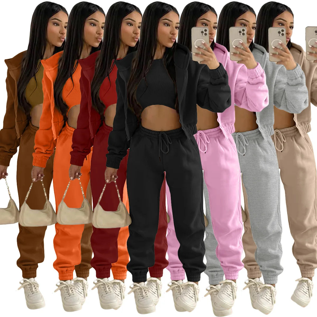 Women's Sweat Suits Three-Piece - Ladies Sweatsuits Sets | for Women 3 Piece